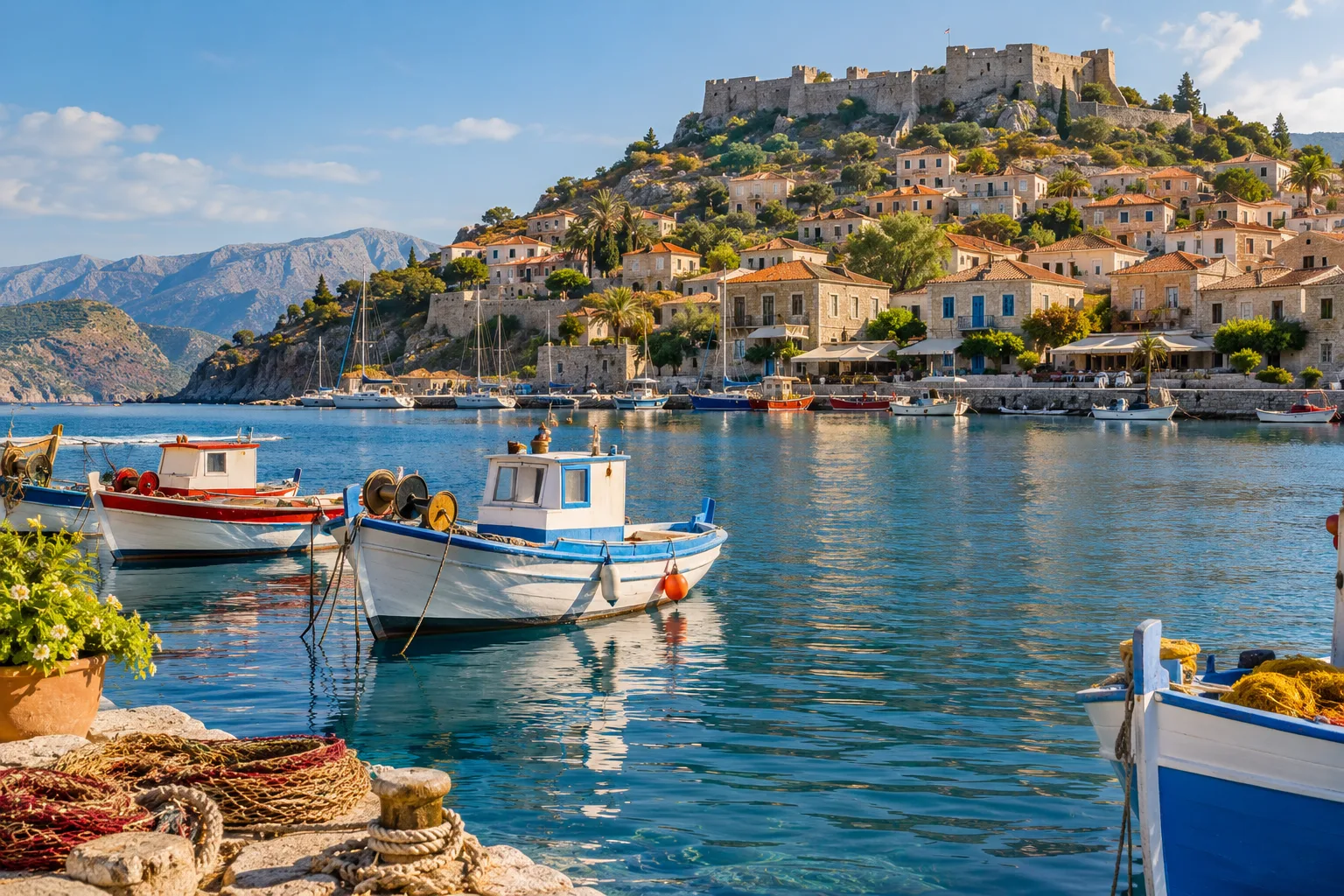 Illustrative travel idea: Mediterranean port