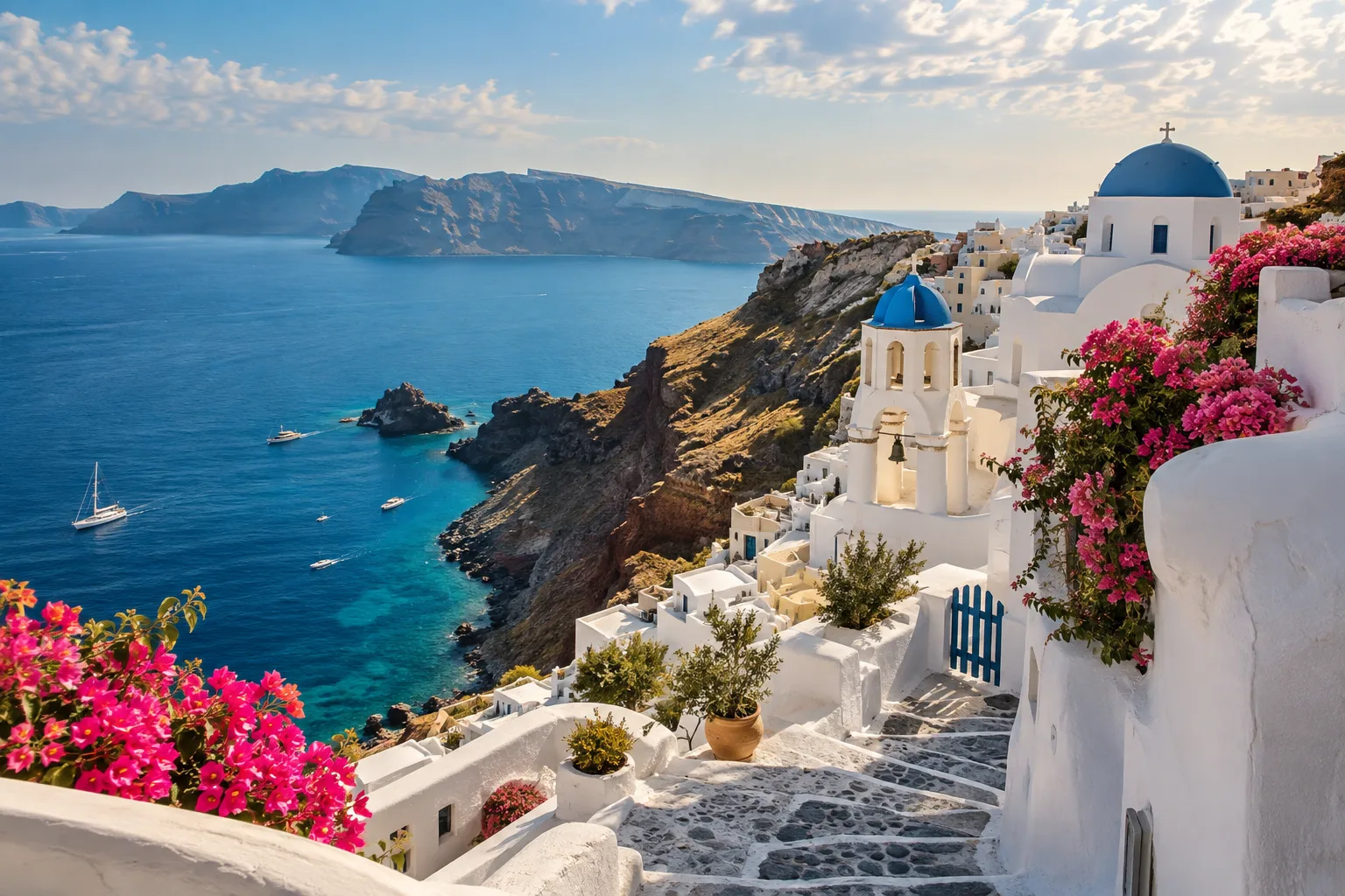 Illustrative Mediterranean route: island and coastal town