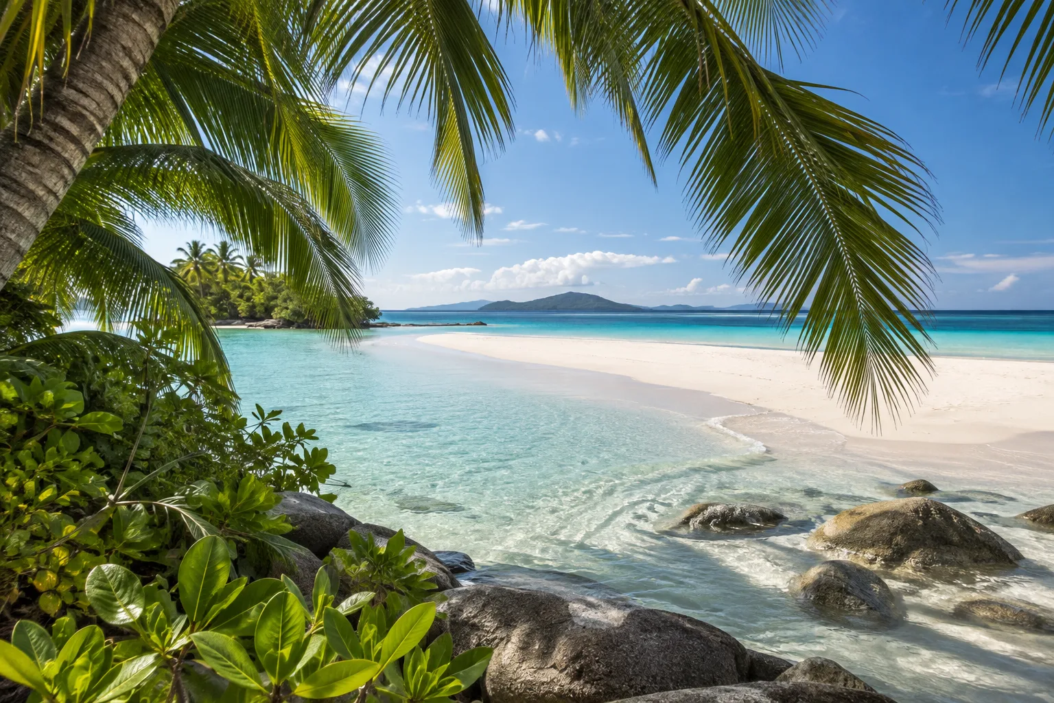 Illustrative travel world: tropical beach